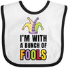 Inktastic Im With A Bunch Of Fools With Jester Hat April Fools Day Baby Bib White And Black 34F23