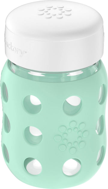 Lifefactory 8-Ounce Wide Neck Glass Baby Bottle With Protective Silicone Sleeve And Flat Cap, Mint (Lg2231Wmi4)