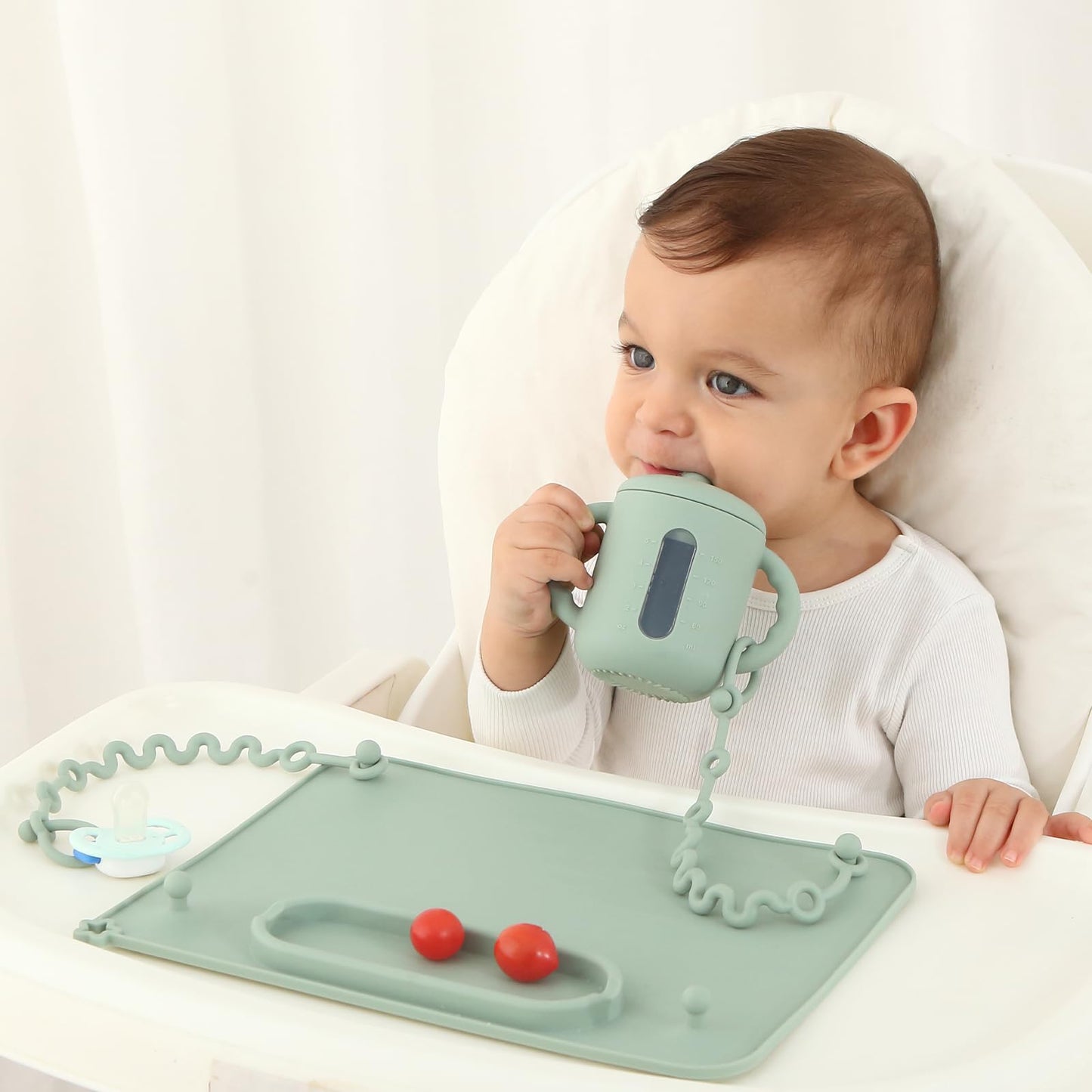 2 Pack Baby Silicone Mat, With Suction Base And 8 Stretchable Straps, Seposeve Baby Placemats, Activity Mat For Infants To Toddl