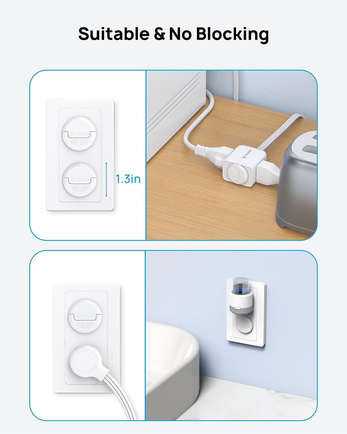 Trond Outlet Covers Baby Proofing, 32 Pack, 3 Prong Plug Covers With Hidden Pull Handle, For Child Safety, Pet Proofing, Dust Pr