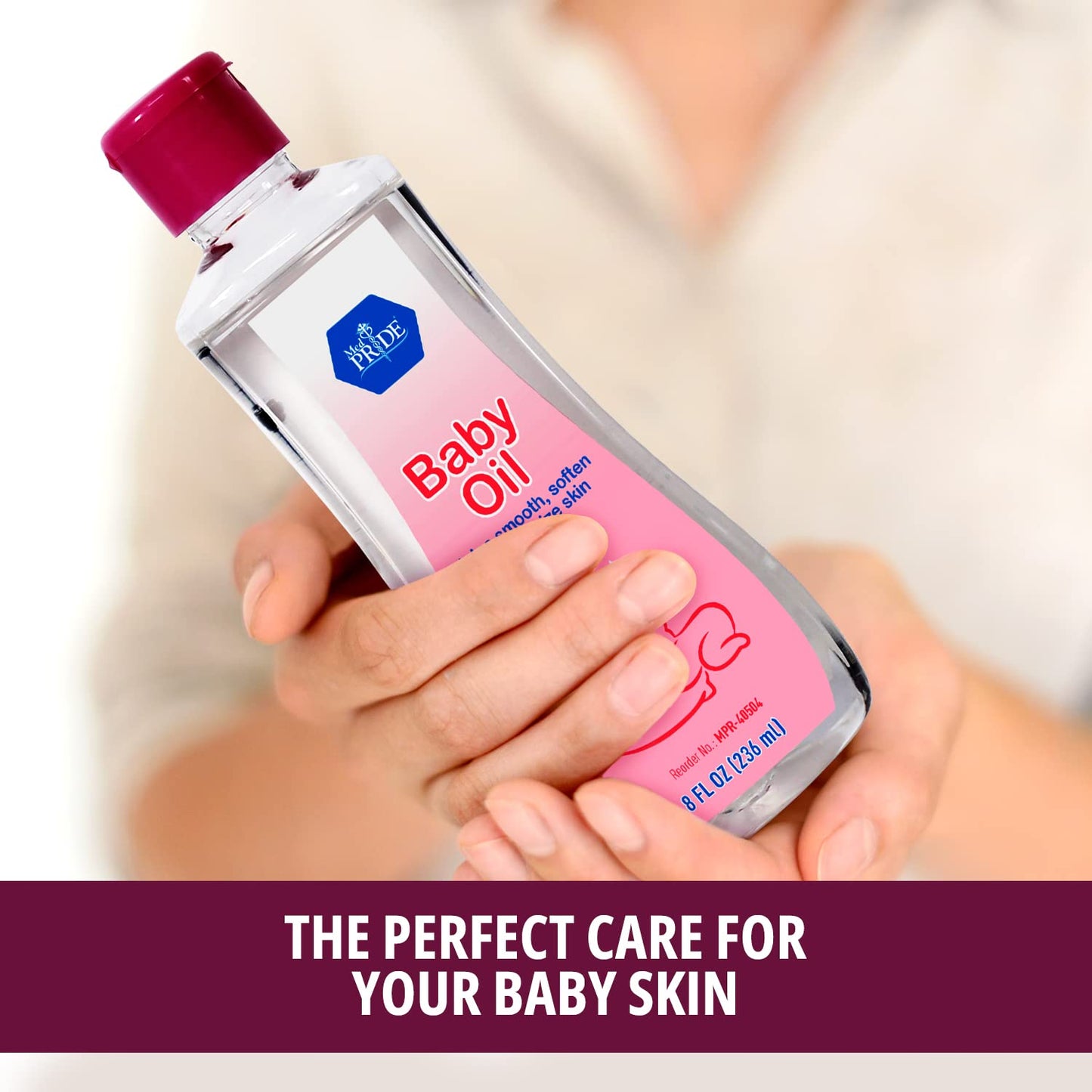 Med Pride Pure Baby Oil For Infants, Baby Boys & Girls - Premium Mineral Oil For Babies To Prevent Moisture Loss- Nourishing Bab