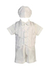 Swea Pea & Lilli Boy Shantung Striped Organza Vest And Shorts With Matching Hat Christening
