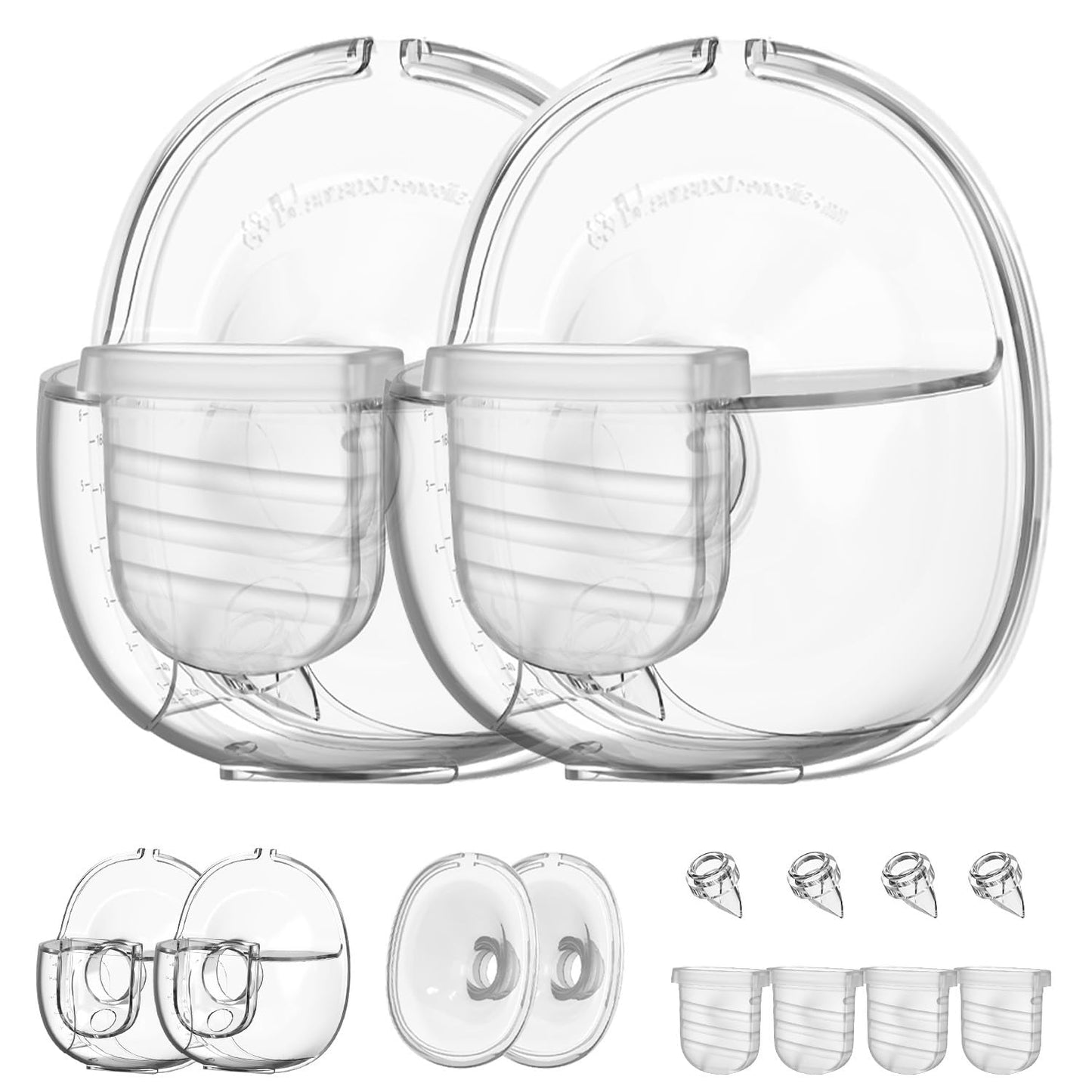 Wearable Breast Pump Parts Include Duckbill Valve, Silicone Diaphragm, 24mm Flange, Milk Collector Cup Compatible with Lansinoh
