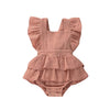 Douhoow Newborn Baby Girls Ruffle Romper Jumpsuit Bodysuit Baby Girl Summer Clothes Outfits (Khaki, 0-3 Months)