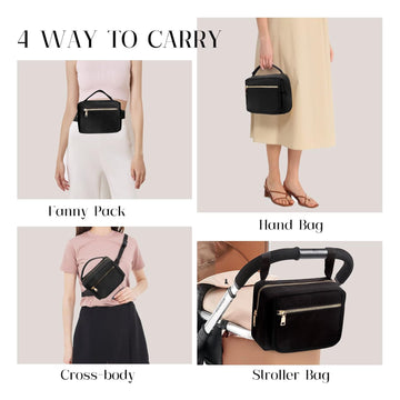 Printe Small Diaper Bag With Portable Changing Pad, Crossbody Fanny Pack With Wipes Pocket For Stroller, Women Waist Bag For Tra