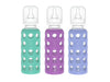 Lifefactory Glass Baby Bottles With Silicone Protection - 3-Pack, 9 Ounce Bottles, (1- Kale, 1- Grape & 1- Blueberry)