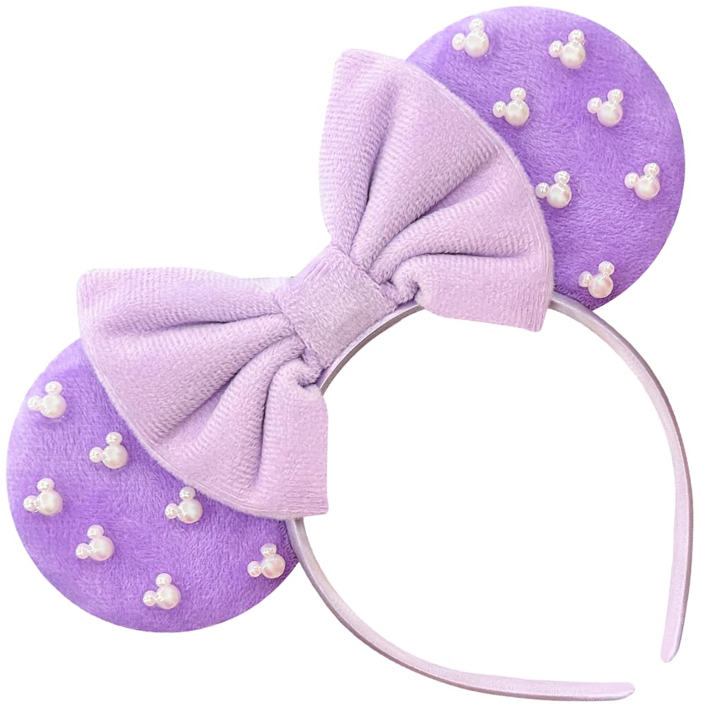Trnerm Purple Large Size Fuzzy Mouse Ears Headband for Women, Plus-size Park Ears Headband, 1 Count (Pack of 1), Perfect for Par