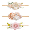 Cherrboll 3Pcs Baby Girl Flower Headbands, Super Soft & Stretchy Nylon Floral Bunny Ear Hairbands Easter Gift For Newborn Toddle