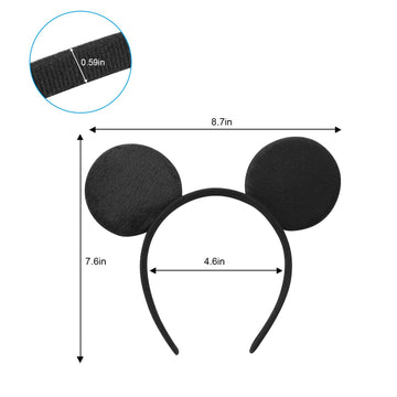 20 Pack Mouse Ears Solid Black Ears Headband For Birthday Party Supplies And Mouse Themed Costume Cosplay Decoration