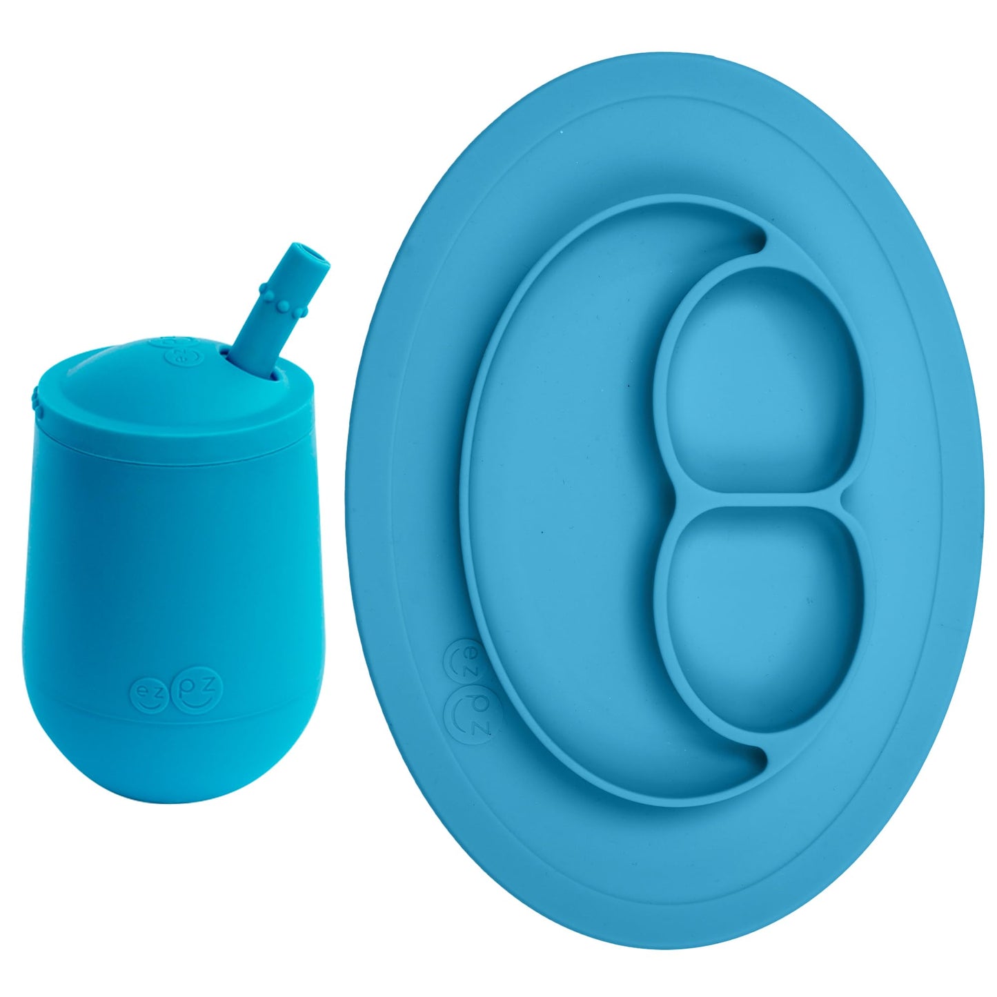 ezpz Mini Mat (Blue) + Mini Cup + Straw (Blue) - Toddler essentials straw cup and mat-New Condition