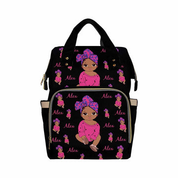 Artsadd Personalized Large Capacity Diaper Bags, Pink Daypack Baby Backpack Custom Name Backpack Casual Daypack Bag Nappy Bag Gi