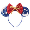 Foeran Mouse Ears Headbands Shiny Bows Mouse Ears Glitter Party Princess Decoration Cosplay Costume For Girls Women (Moon Blue)