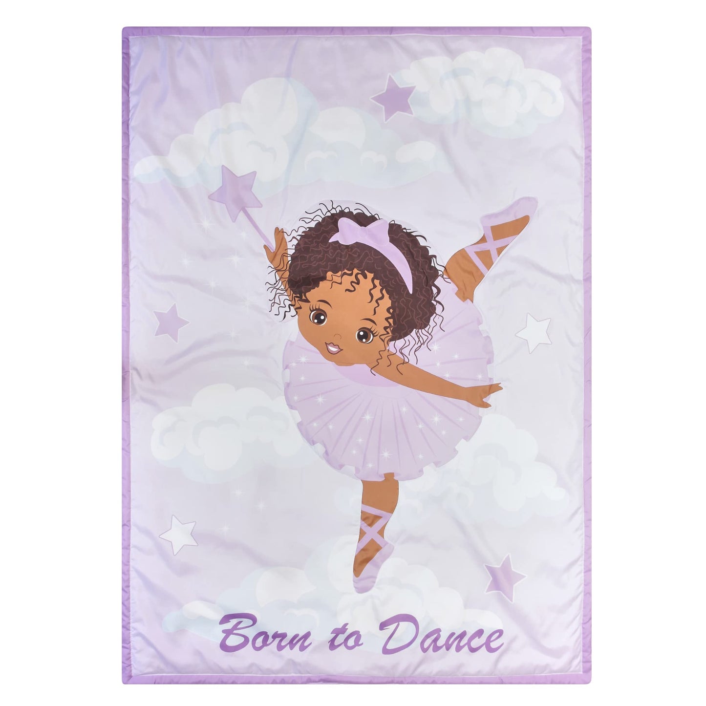 Everyday Kids 4 Piece Toddler Bedding Set - African American Ballerina - Includes Comforter, Flat Sheet, Fitted Sheet And Revers