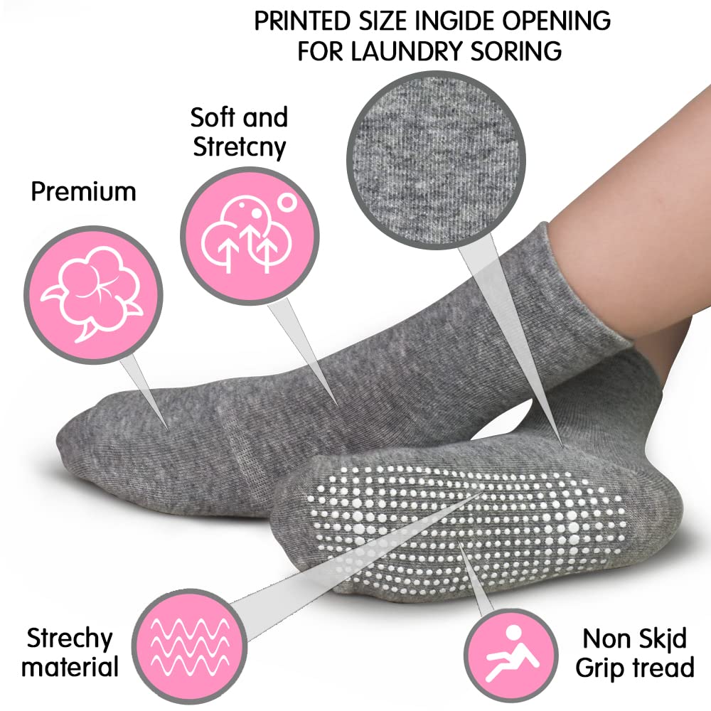 Tphon Toddler Kids Socks With Grippers For Boys Girls, Non Slip Grip Boys Socks 15 Pairs Half Cushion Ankle Crew Athletic Socks