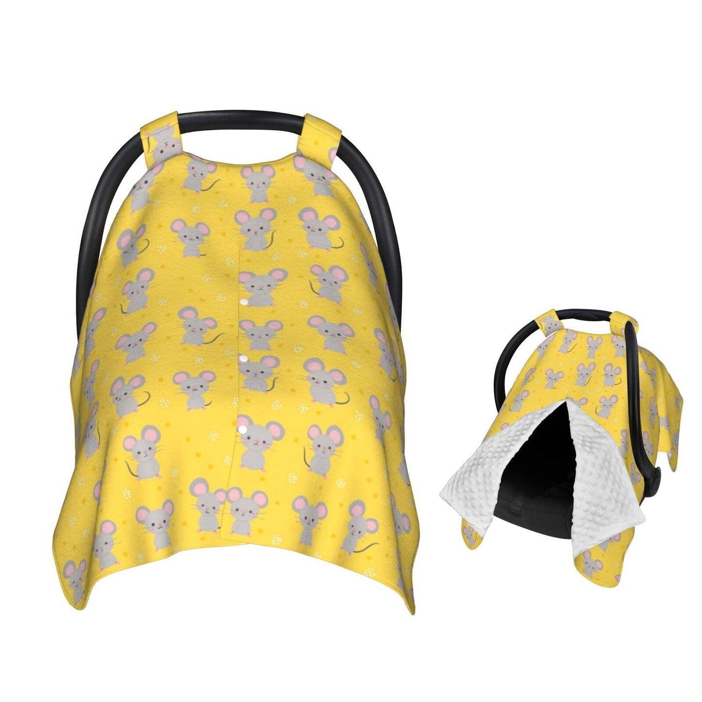 Muishi Cute Grey Mouse Baby Car Seat Canopy Nursing Cover for Newborn Car Seat Breastfeeding Covers Blanket Newborn Shower Gift