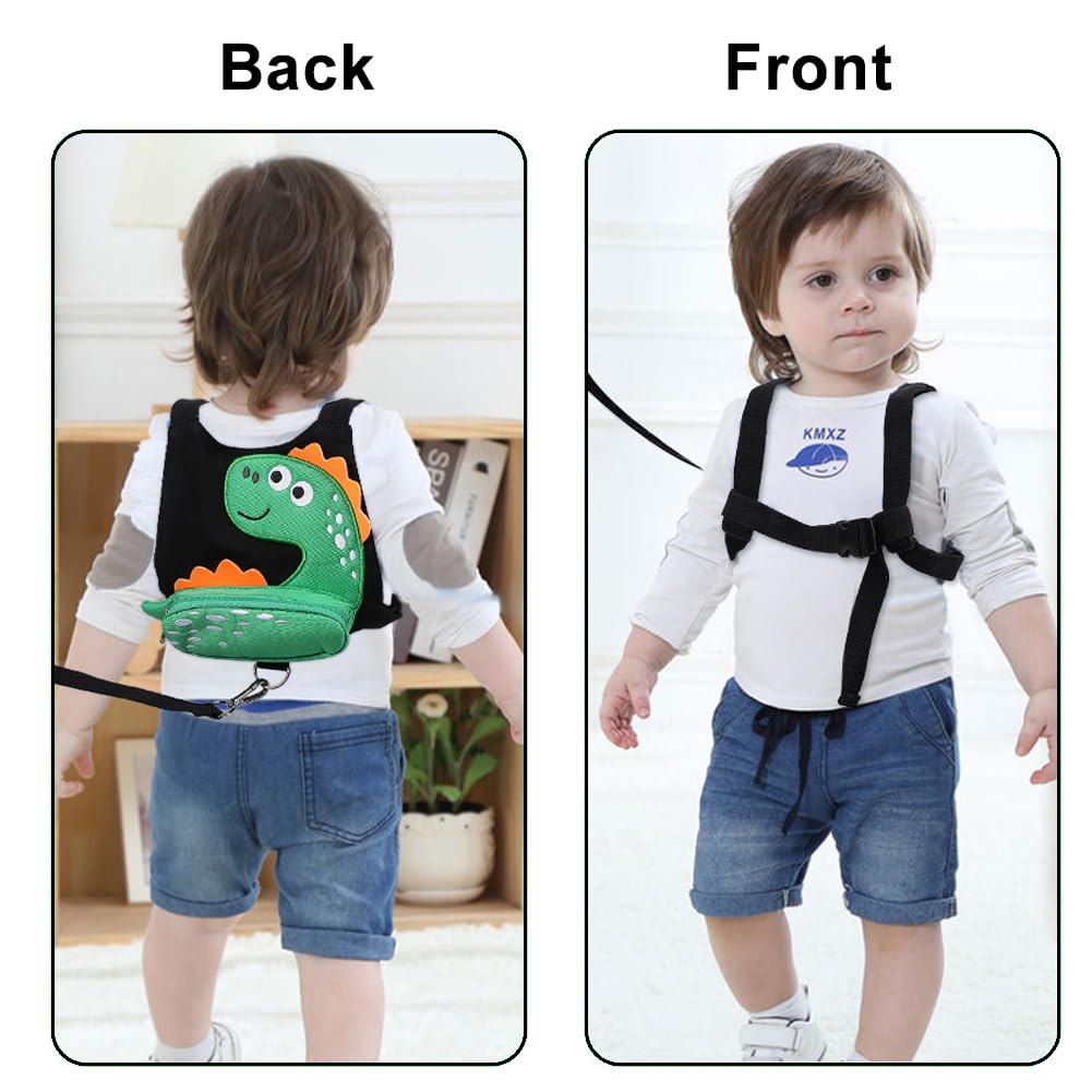Accmor Toddler Harness Leash + Anti Lost Wrist Link, Cute Dinosaur Kids Leash Walking Harness, Baby Leashes For Toddlers, Child