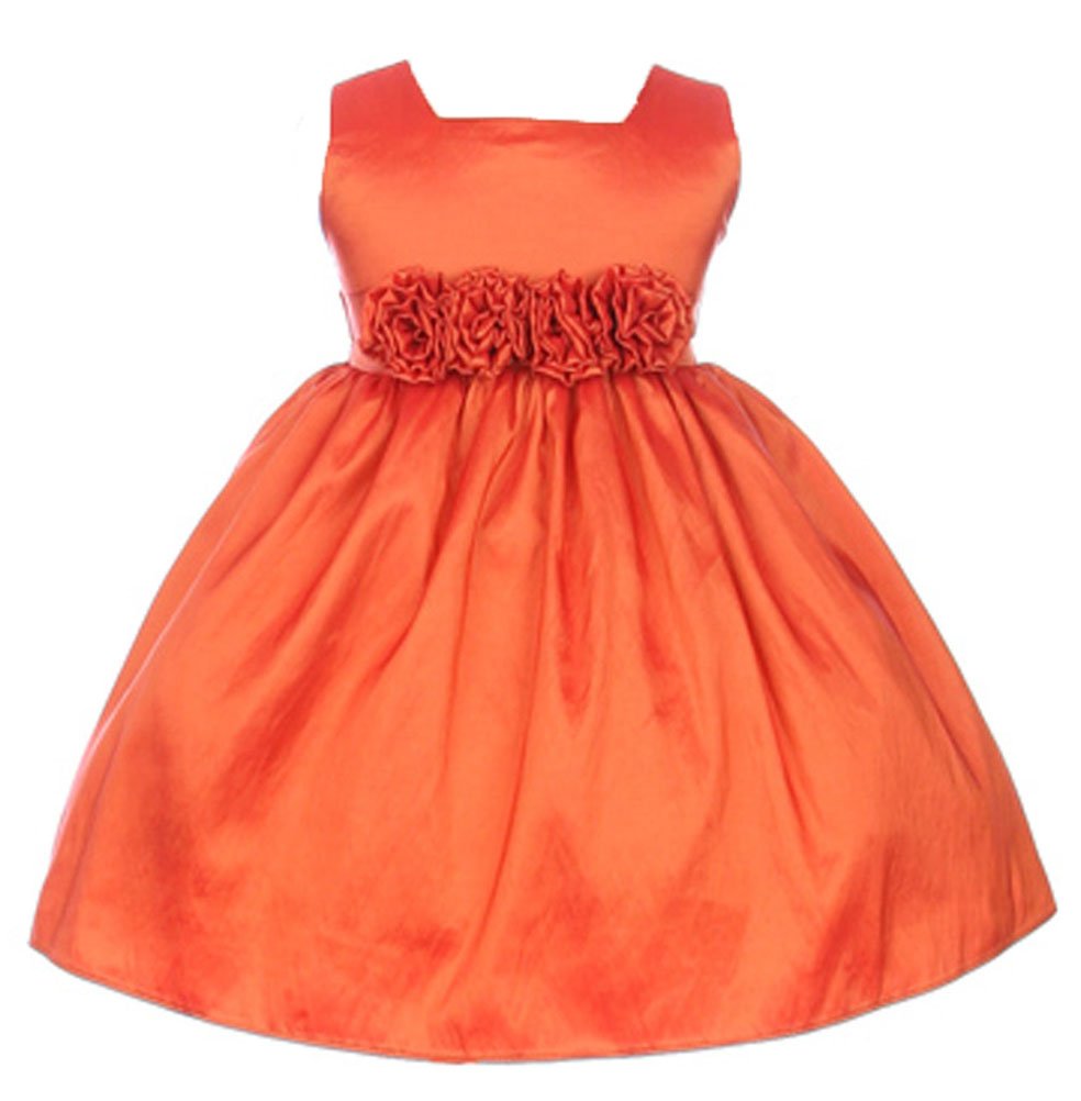 Sweet Kids Baby-Girls Slvless Dress Flw Waistband 12M Med Orange (Sk B3047)