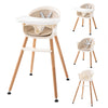 6 In 1 Convertible Wooden High Chair For Babies & Toddlers, Baby Feeding Chair With Adjustable Legs, Double Removable Tray, Infa