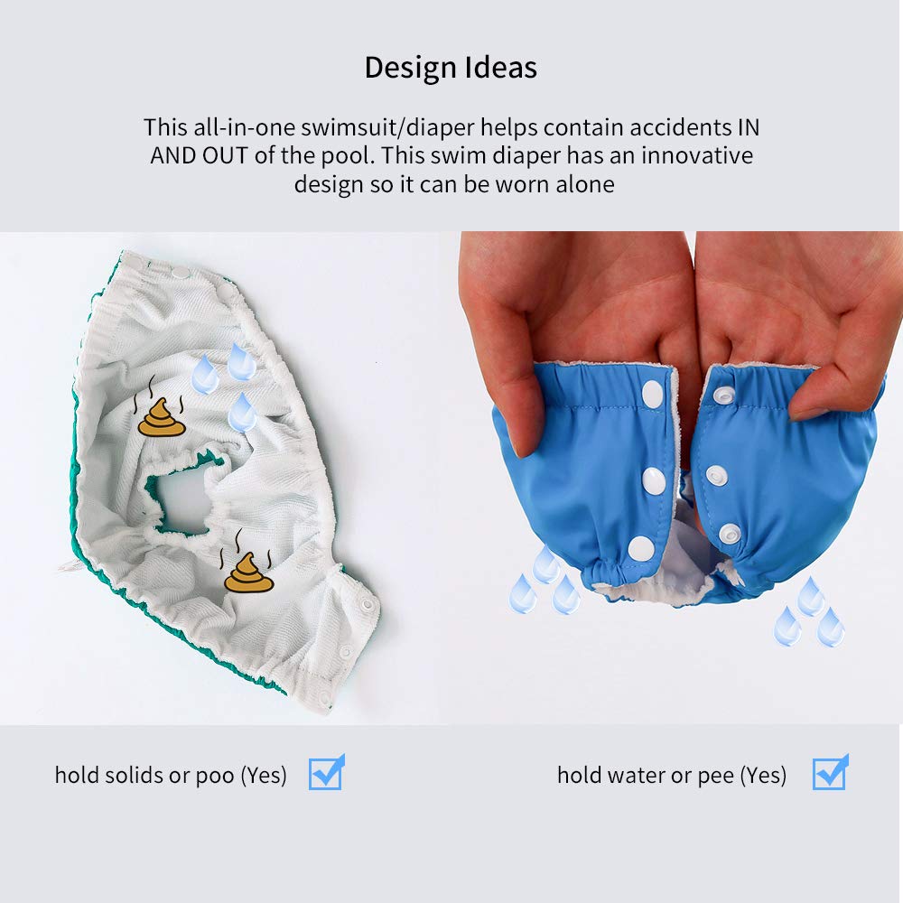 Ijnuhb Swim Diapers Baby Reusable 1Pack 2 Pack,Washable Pants For 0-3 Years Boys Girls Swimming Lesson Shower Gifts (Greenblue-2