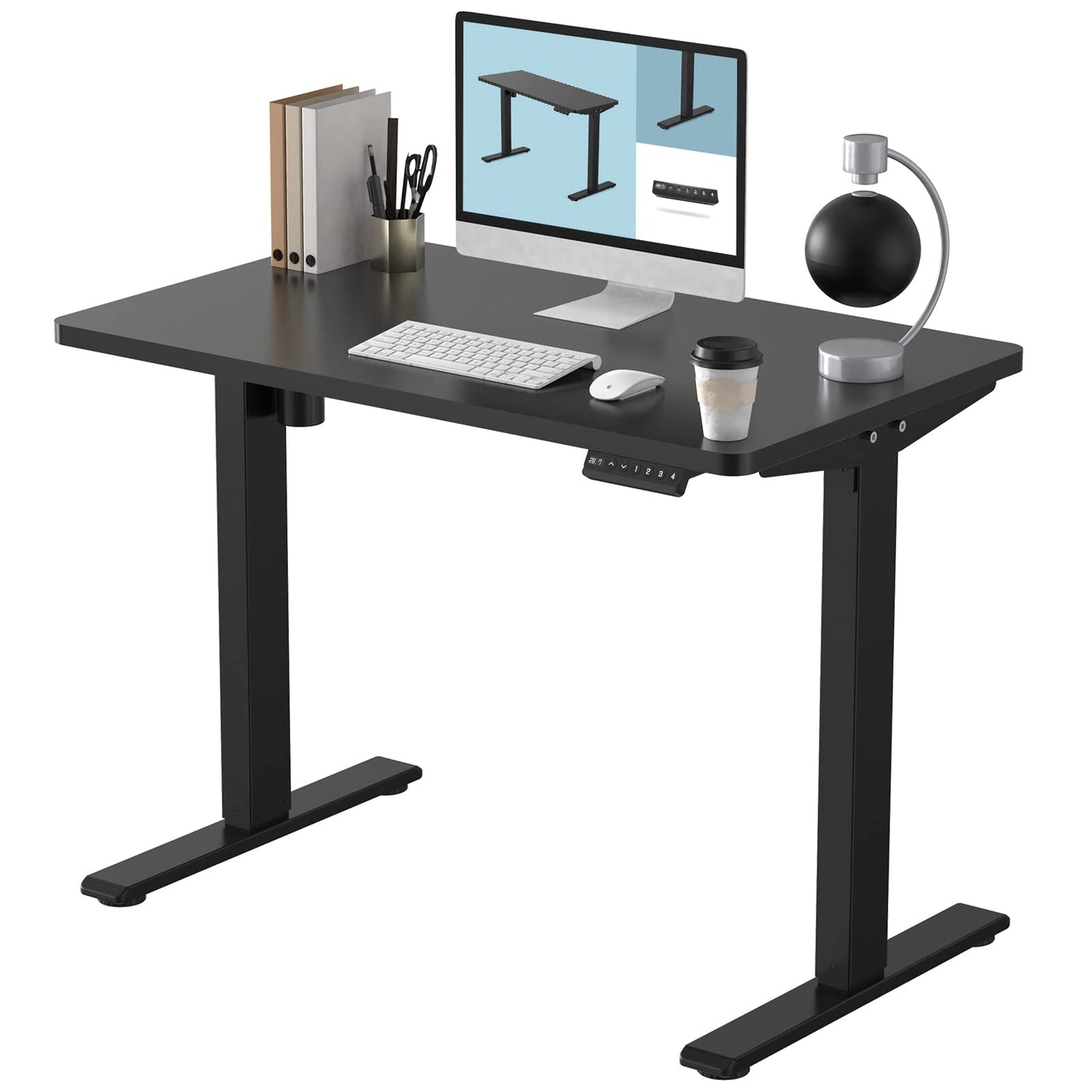 Flexispot En1 Electric Standing Desk 40 X 24 Inches Whole-Piece Desktop Small Adjustable Height Home Office Desk Memory Controll