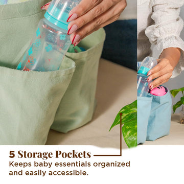 Folkulture Baby Diaper Caddy | Cotton Diaper Bag For Kids - Stylish Comfort Spacious Travel Essential Cart | Nursery Storage Bin