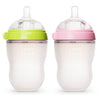 Comotomo Natural Feel Baby Bottles, Green & Pink, 250Ml (8 Oz)