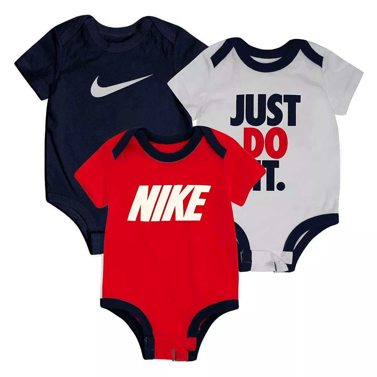 Nike Jordan Baby-Boys Assorted 3 Pack Bodysuit, Universityred(56E779-U10)/White, 3 Months