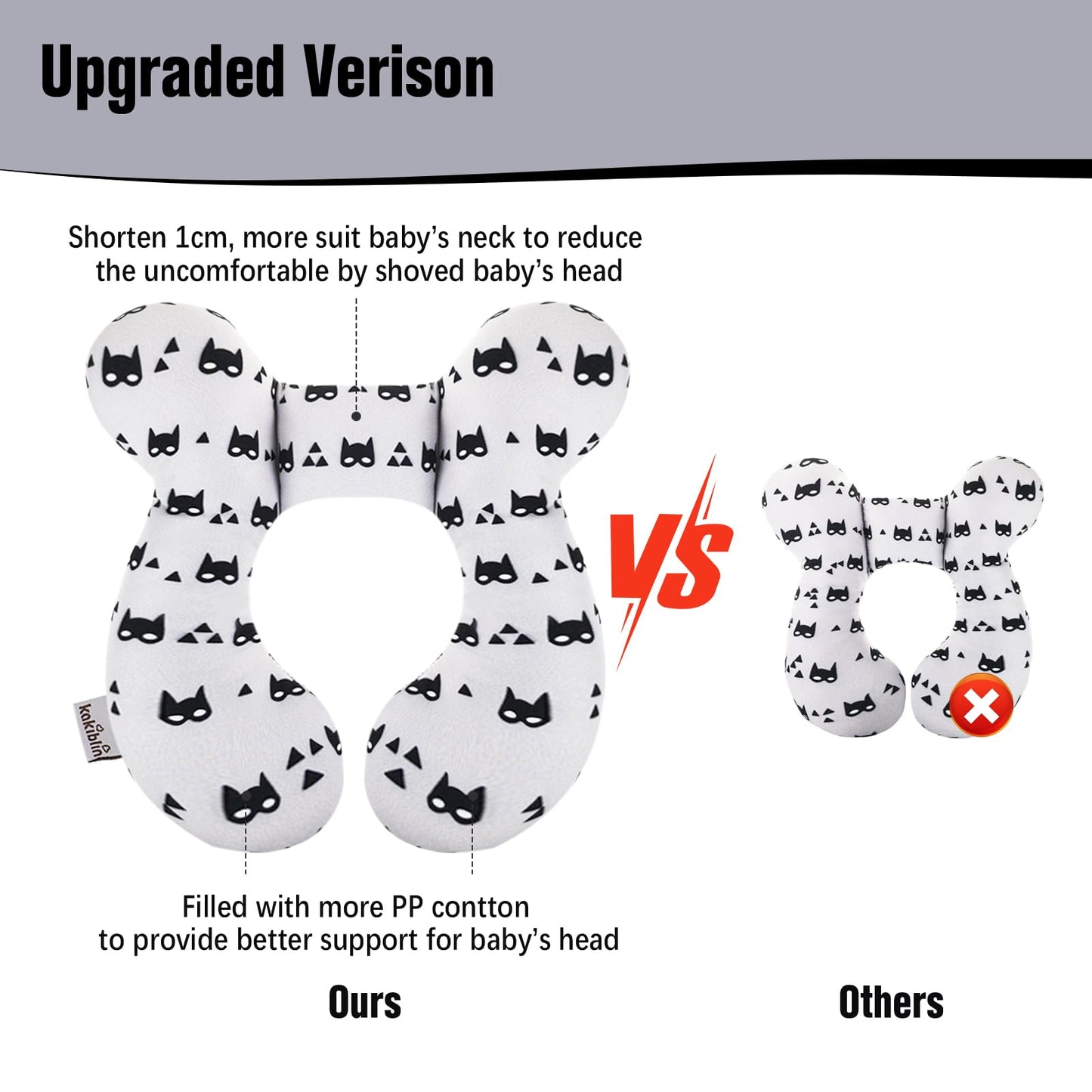 Kakiblin Baby Travel Pillow For Head And Neck, Upgraded Baby Support Pillow, Baby Neck Pillows For Car Seat,Pushchair,Travel, Gr