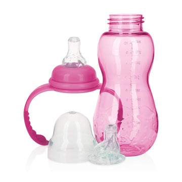 Nuby Non-Drip 3-Stage Bottle 11 Ounce, 3 Count (Pink/Purple/Turquoise)