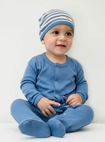 L'Ovedbaby Baby Girls Organic Snap One-Piece Footies, Slate, 3-6 Months Us
