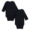 Defahn Baby Bodysuit Pack 2 Long Sleeve Onesie For Newborn Boys Girls Black 3-6 Months