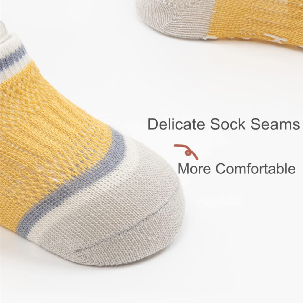 Behele Baby Grip Socks Toddler Non Slip Thin Mesh Infant Pointelle Eyelet Summer Socks Unisex Girl Boy No Show Floor Ankle Socks