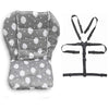 Twoworld Baby High Chair Seat Cushion Liner Mat Pad Cover Resistant And High Chair Straps (5 Point Harness) 1 Suit (Gray Clouds)