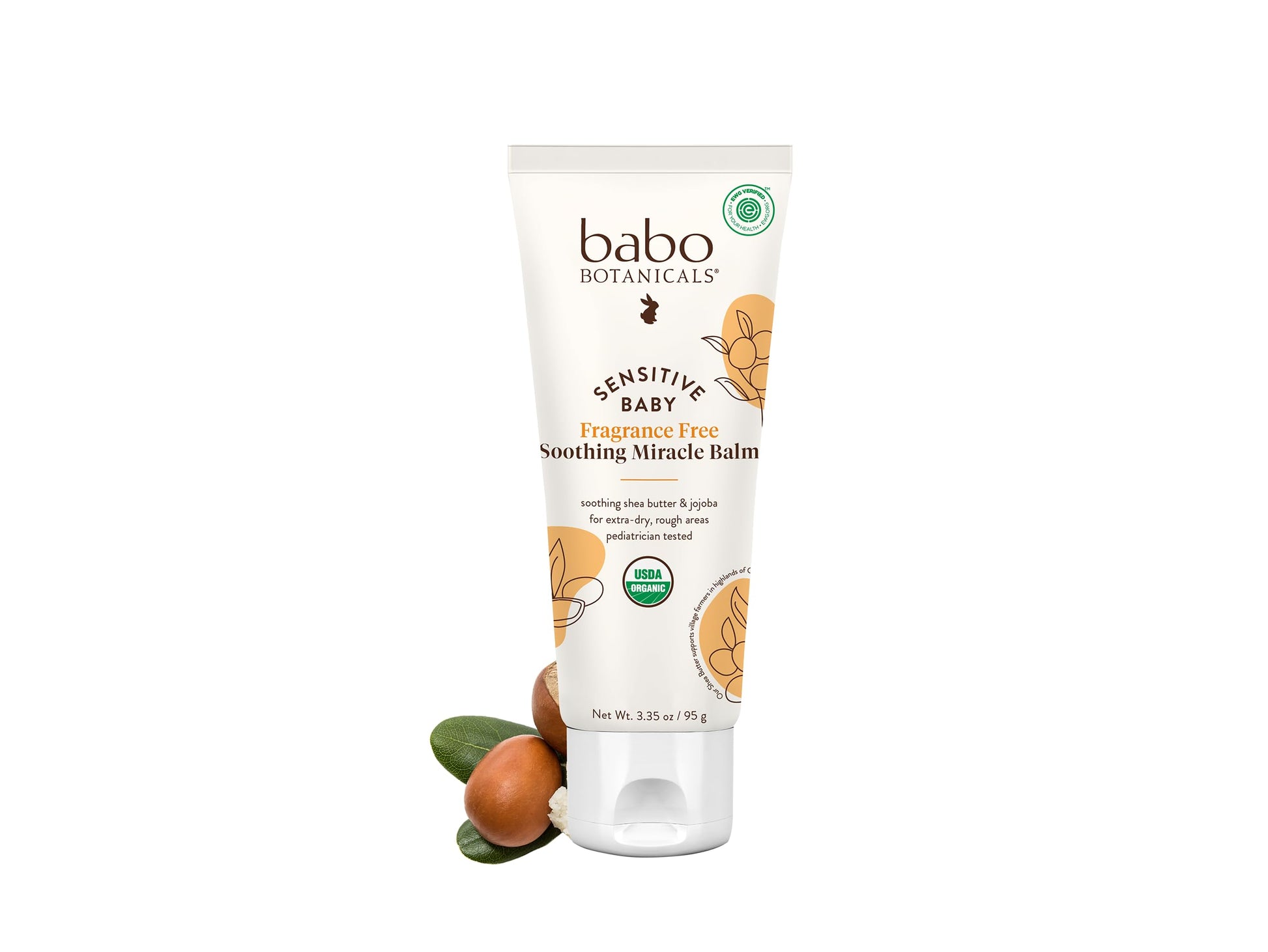 Babo Botanicals Sensitive Baby Fragrance-Free Soothing Miracle Balm - Usda Organic - All-Purpose Salve With Olive Oil & Shea But