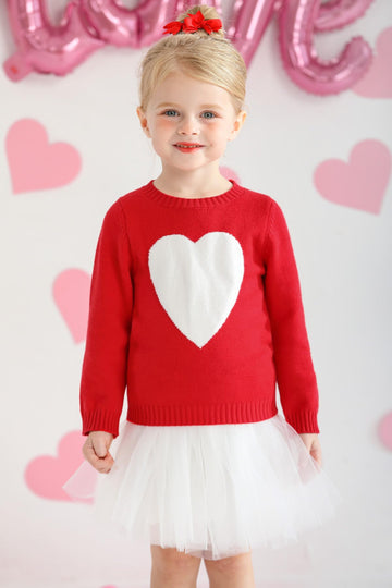 Valentines Day Unisex Infant Warm Pullover Knitted Heart Sweater Long Sleeve Outdoor Sweatshirt Red 12 Months