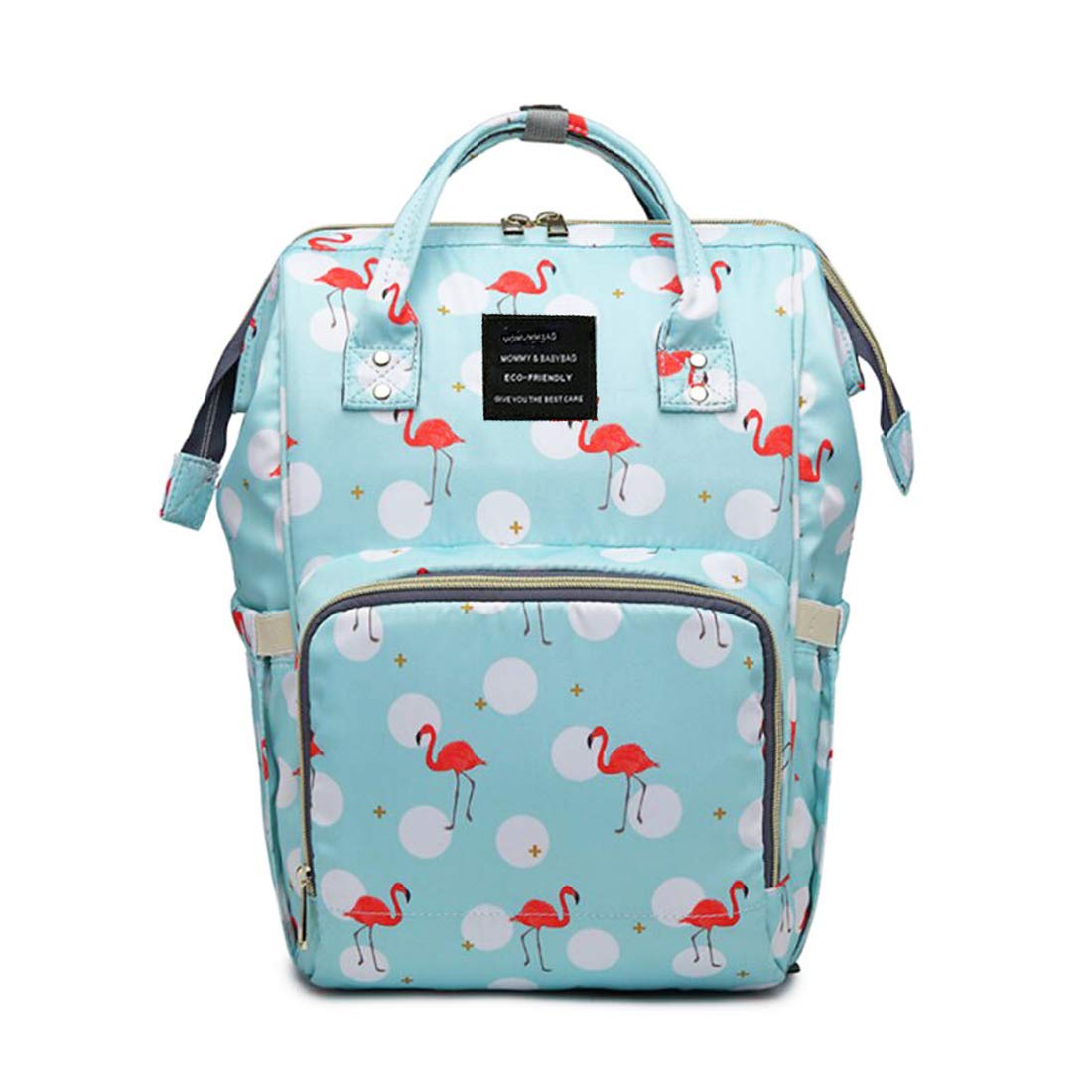 House of Quirk Baby Diaper Bag Maternity Backpack (Light Blue Flamingo)