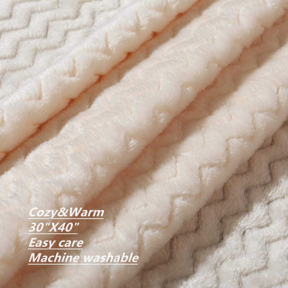 Crevent Baby Welcome Gift Set Storage Basket With Two Blankets+ A Security Blanket + A Taggie + A Gift Bag With Ribbon (Ivory)