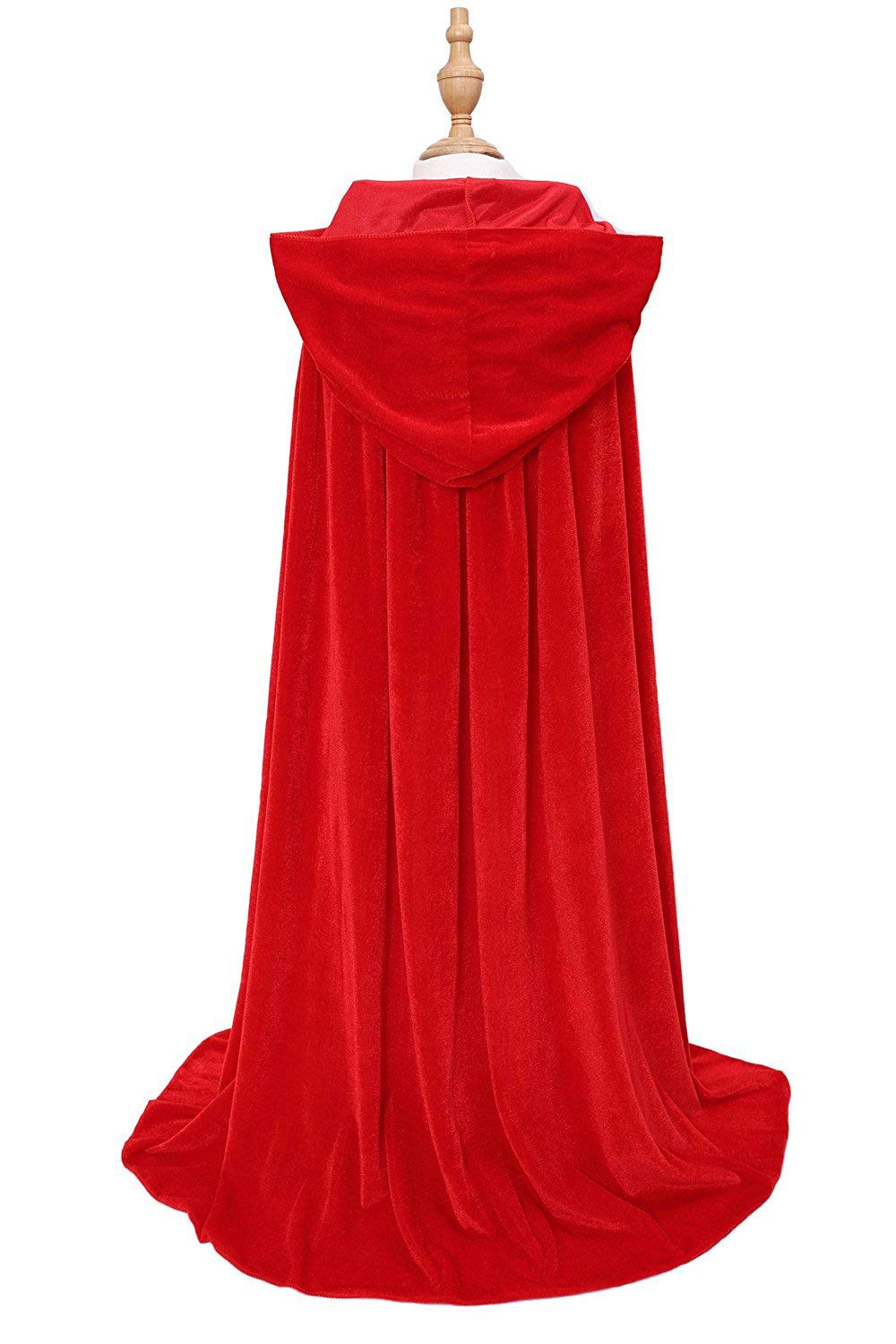 Makroyl Kids Velvet Cloak Cape With Hooded For Halloween Christmas Cosplay Costumes (Small, Red)