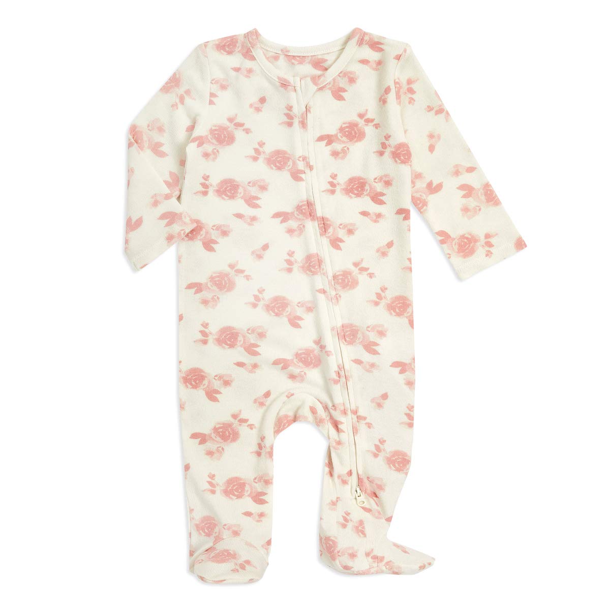 Aden + Anais Snuggle Knit Baby Girl Long Sleeve Zipper, One-Piece Footed Sleeper, Rosettes, 6-9M