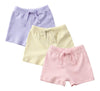 Teach Leanbh Unisex-Baby 3-Pack Cotton Soild Color Short With Drawstring 3-24 Months (6-12 Months, Purple/Yellow/Pink)
