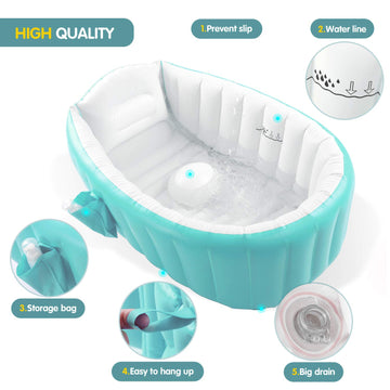 Inflatable Baby Bathtub With Air Pump, Baby Bath Tub Toddler Bathtub, Foldable Shower Basin For Newborn, Portable Travel Bath Tu