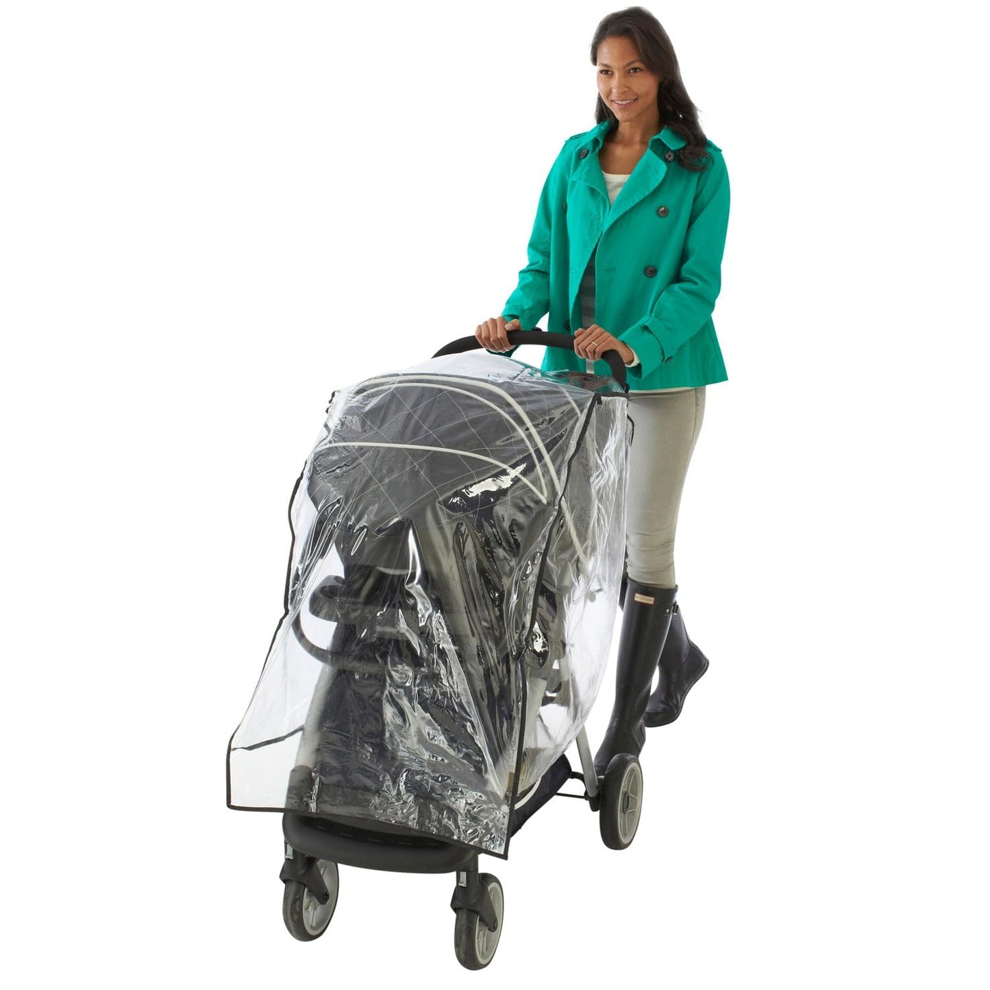 Nuby Travel System Weather Shield, Clear Plastic Stroller Cover With Storage Pocket & Vented Sides