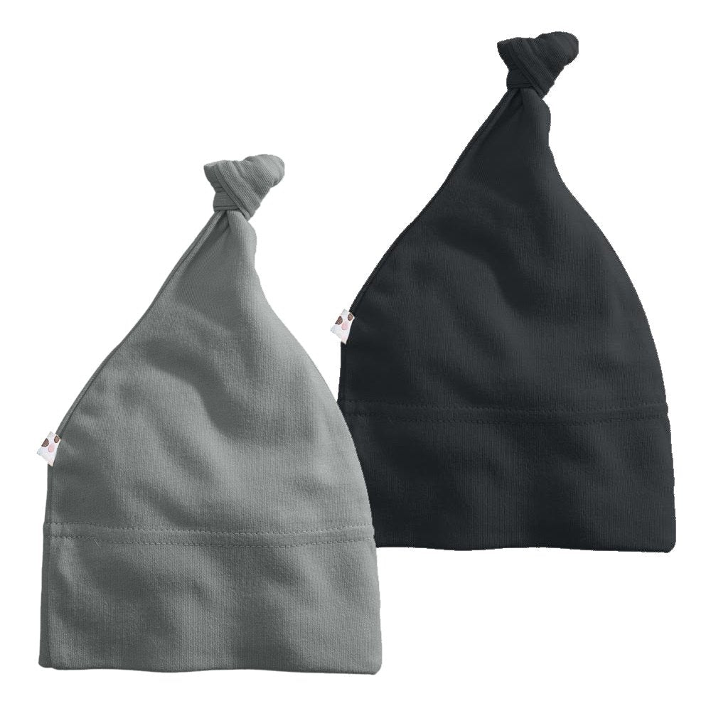 Babysoy Modern Knot Beanie Hat Pack of 2 (0-6 Months, Pirate + Thunder)