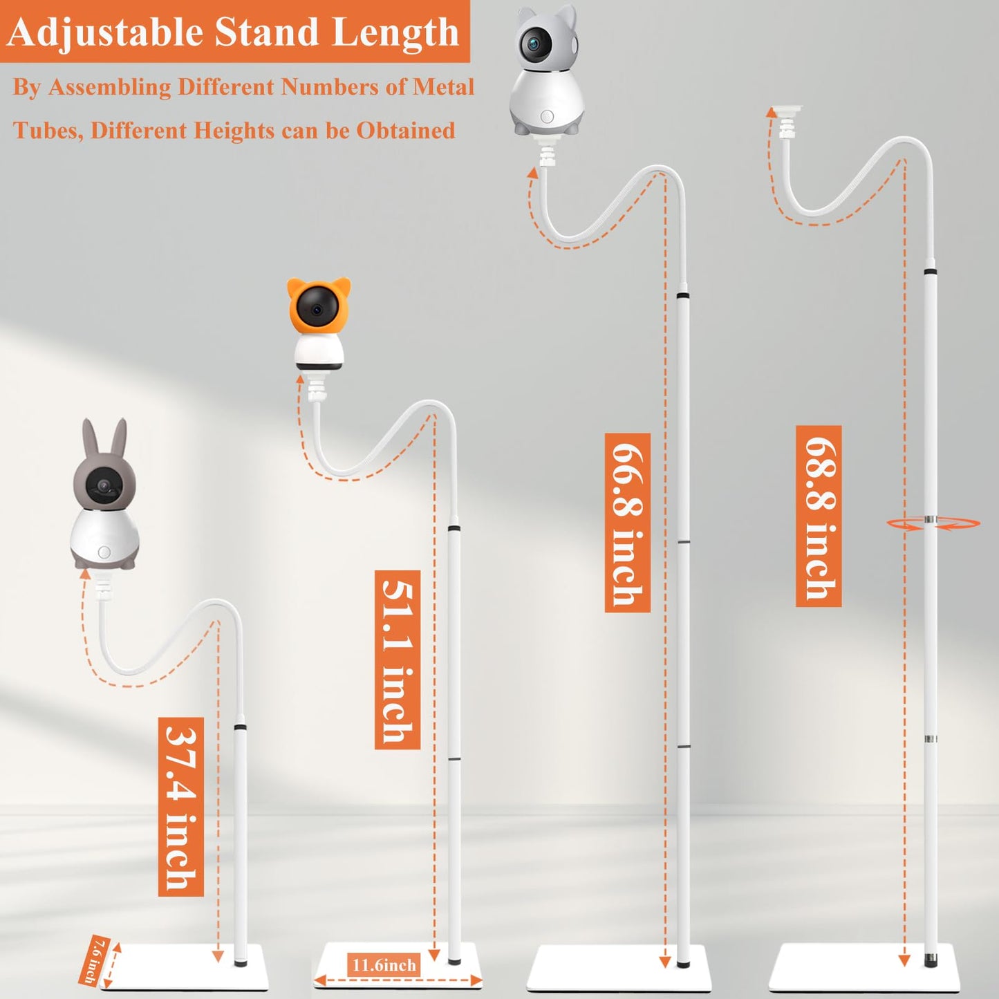 Jamyok Baby Monitor Floor Stand Holder Mount For Boifun Baby 2S,Baby 5S,Baby 6T/Iegeek Baby 1T/Deatti Bm101-M