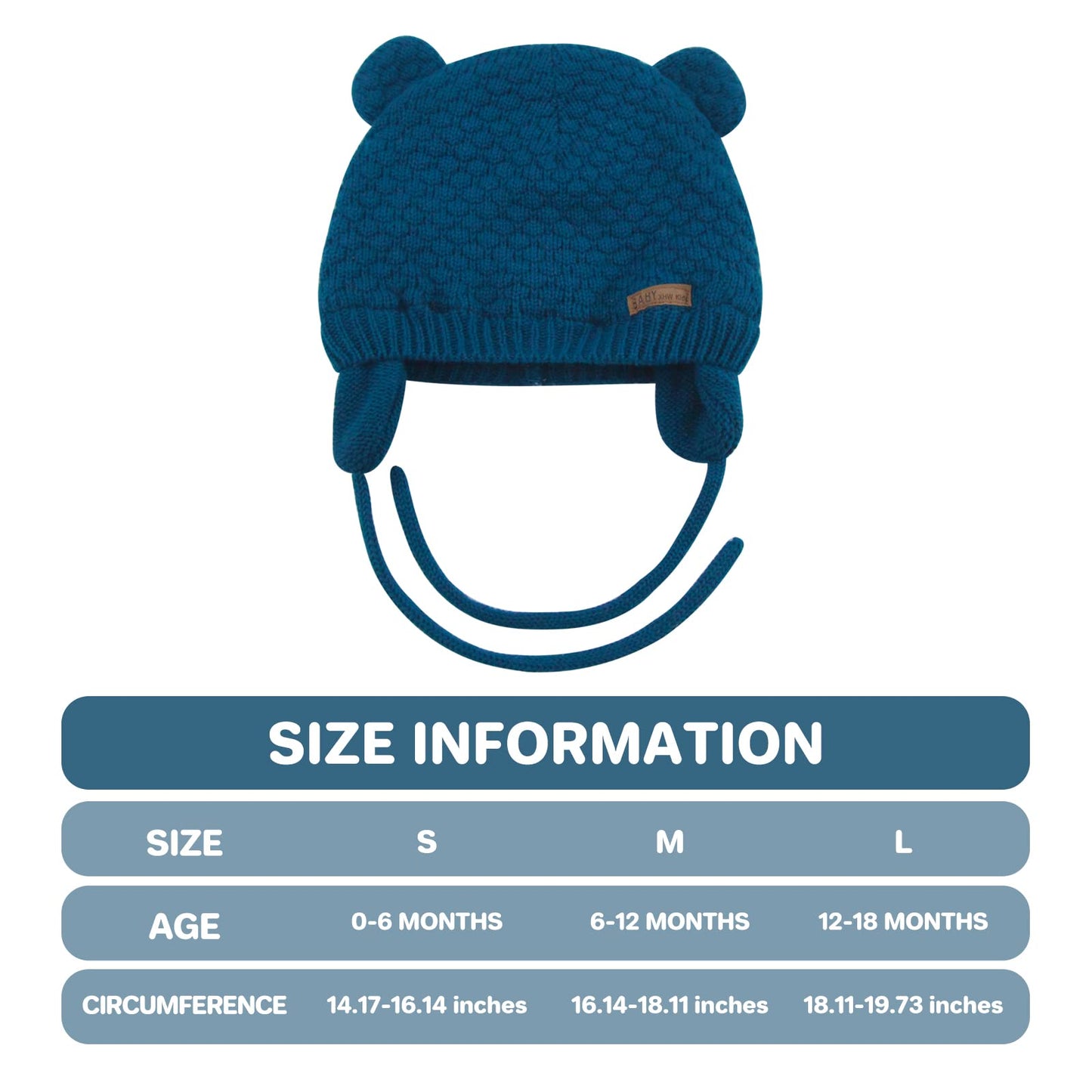 Duoyeree Kids Baby Hat Soft Warm Cable Knit Beanie Toddler Girl Fall Winter Hats(Star Blue,12-18 Months)