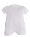 One Small Child Braeden Boys White Knit Short Sleeve Christening Baptism Blessing Outfit - 12M