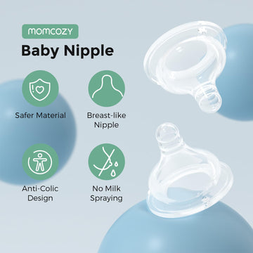 Momcozy Soft Baby Nipple Premium Natural Flow Silicone For Wide-Neck Bottles, Bpa-Free, Perfectly Compatible With Momcozy Breast