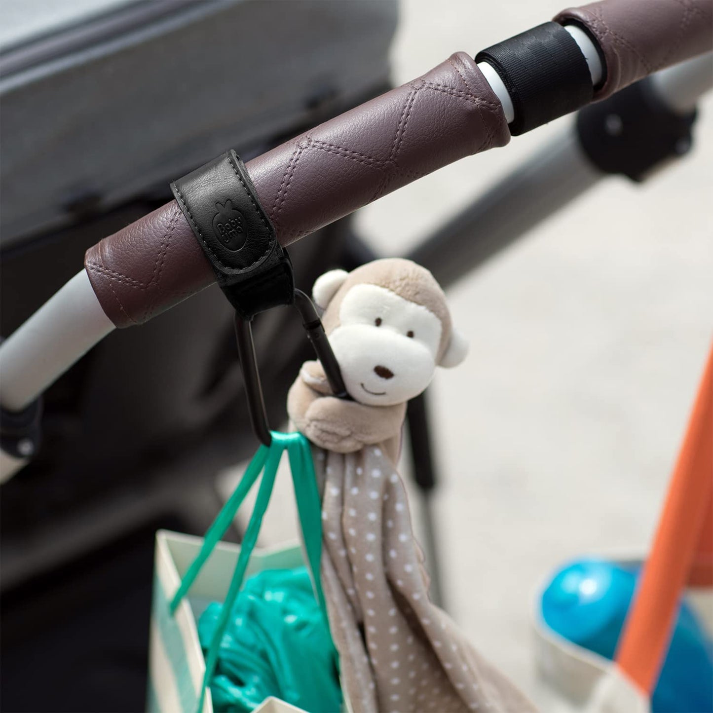Baby Uma Stroller Hooks For Bags (2 Pack) - Leather-Style Stroller Clips And Hooks, Non-Slip Stroller Accessories, Carry 11 Lbs