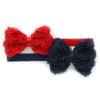 My Lello 2 Pack Infant Baby Mixed Colors Fabric Rose Bow Headbands (Red/Navy)