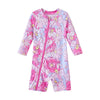 Umelok Infant Swimwear Girls One Piece Full Zip With Long Sleeve Upf 50+ Sun Protection Swimsuit Pink Flower,3M